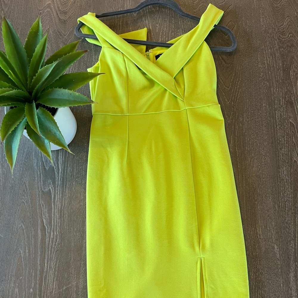 LULU Classic Glam Lime Green Off-the-Shoulder Bodycon Dress